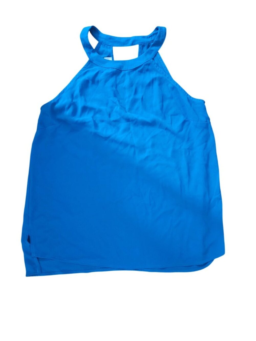 Veronica Blue Sleeveless Halter Top Size S Polyester USA Made